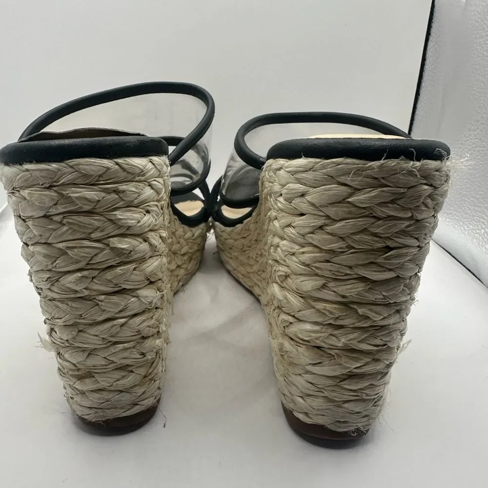 Nature Breeze Black Clear Wedge Sandals size 8.5